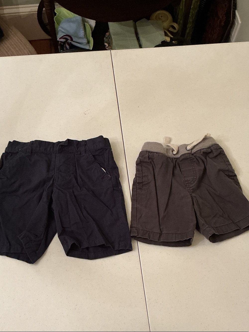 Kids Cotton Pull-On Shorts - Navy and Gray